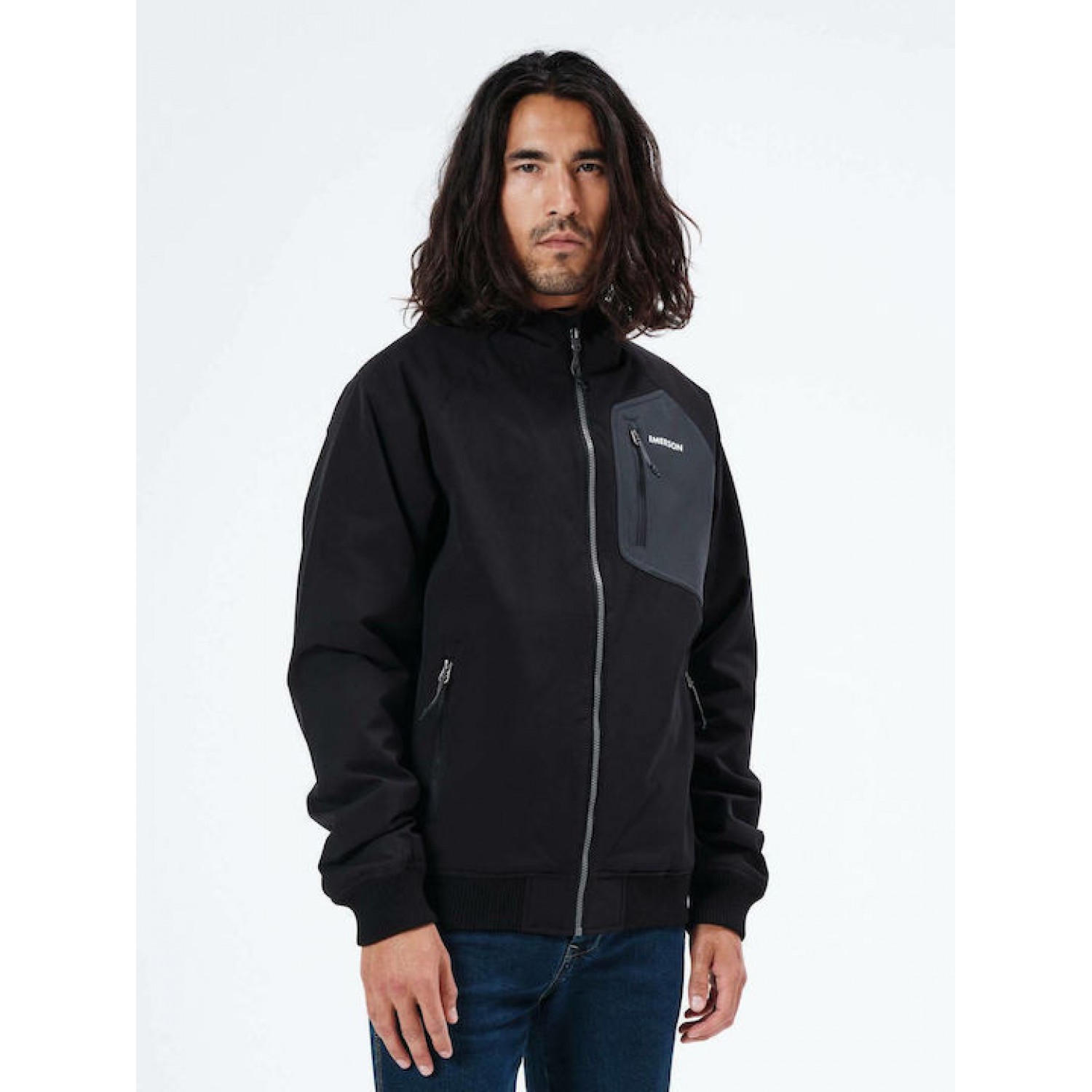 Emerson 212.EM10.32 BLACK Ανδρικό Χειμωνιάτικο Μπουφάν Bomber Αδιάβροχο και Αντιανεμικό