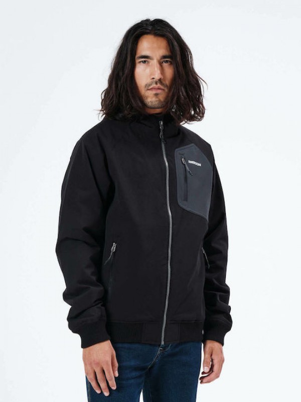 Emerson 212.EM10.32 BLACK Ανδρικό Χειμωνιάτικο Μπουφάν Bomber Αδιάβροχο και Αντιανεμικό