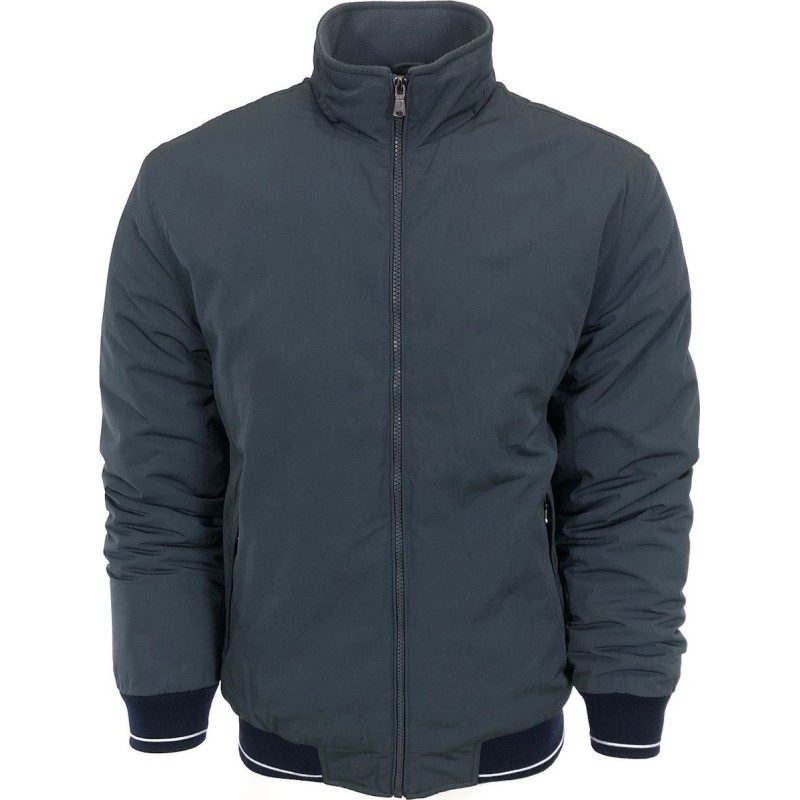 Ανδρικο μπουφάν bomber γκρι με επένδυση Blue Green 172212 Ανδρικά