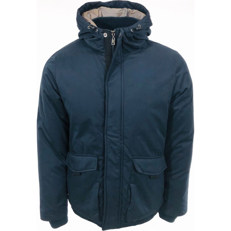 Life Style Butiken Ανδρικο μπουφάν Jacket βαμβακερό με κουκούλα LS15673 BLUE Ανδρικά