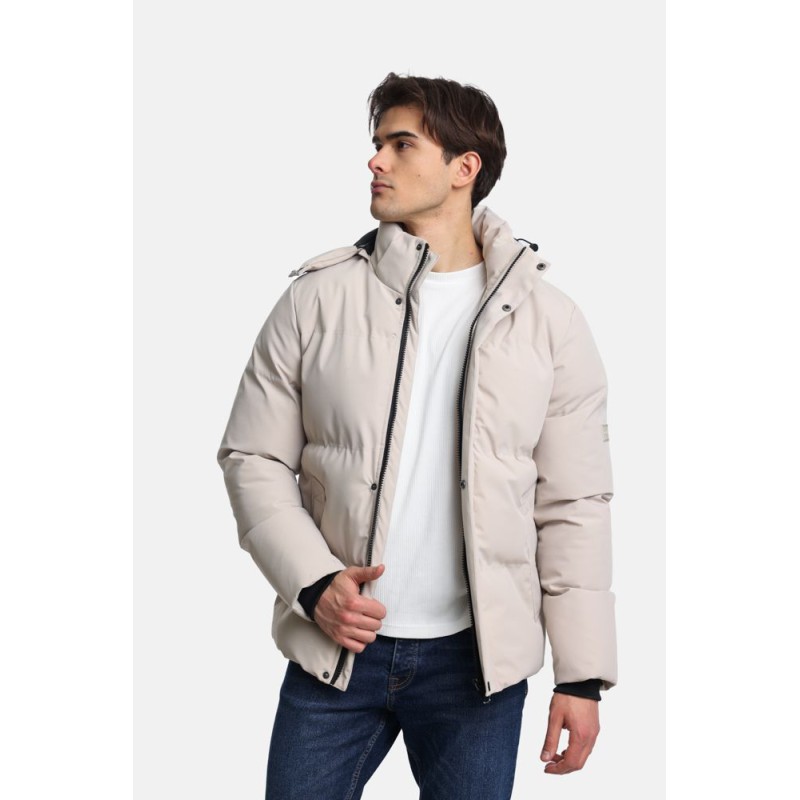 Life Style Butiken ΑΝΔΡΙΚΟ ΜΠΟΥΦΑΝ PUFFER ΜΕ ΚΟΥΚΟΥΛΑ LS12498205 Εκρού Ανδρικά