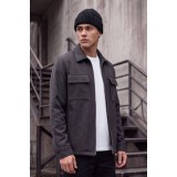 Life Style Butiken Ανδρικό Τζάκετ Overshirt Felted με Φερμουάρ και Τσέπες LS12683230 Ανθρακί 1