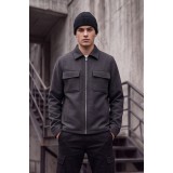 Life Style Butiken Ανδρικό Τζάκετ Overshirt Felted με Φερμουάρ και Τσέπες LS12683230 Ανθρακί 2