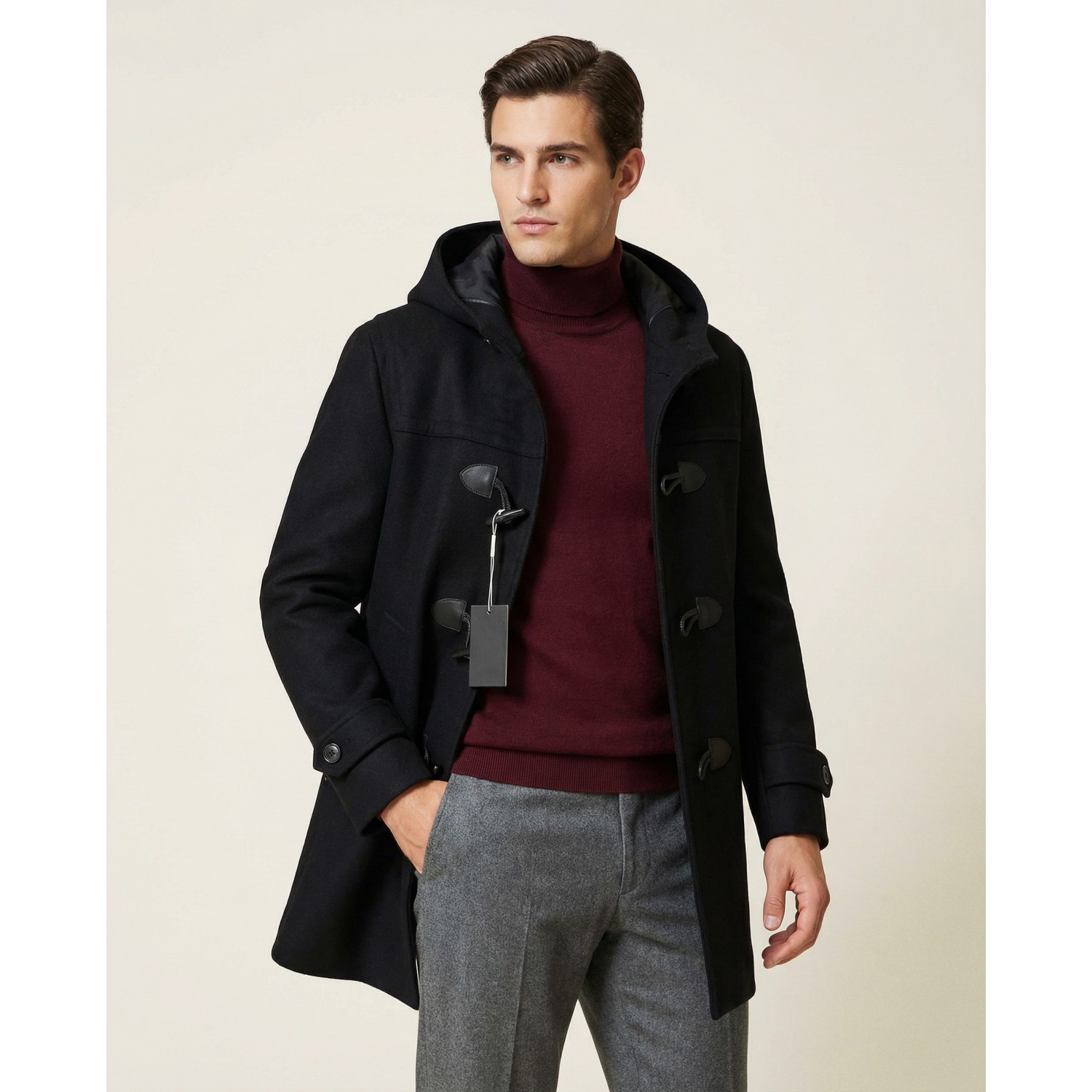 Life Style Butiken Ανδρικό παλτό μοντγκόμερι LS1303 Black