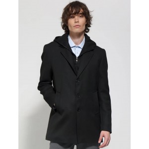 Life Style Butiken Ανδρικό Παλτό Με Κουκούλα LS12573 μαύρο