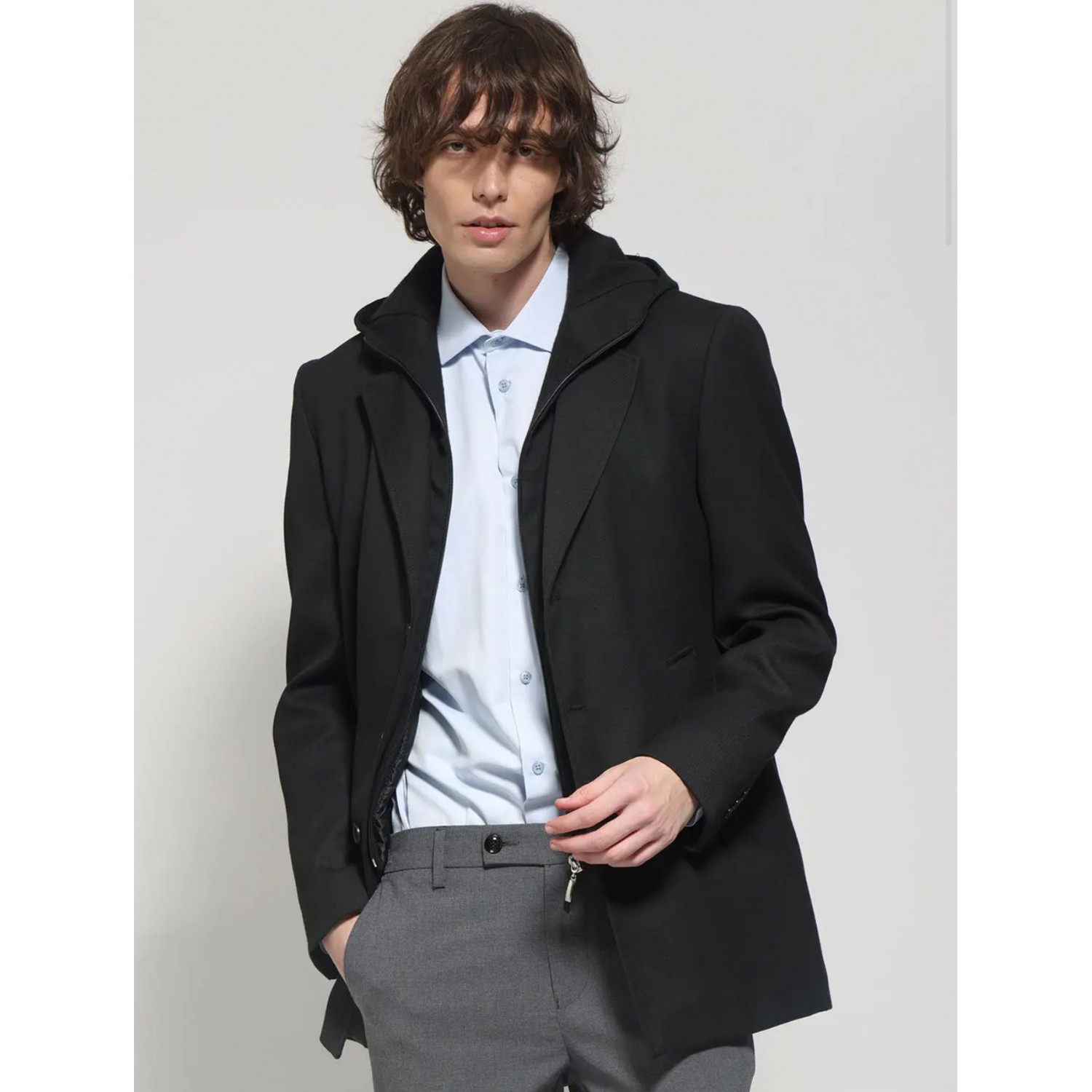 Life Style Butiken Ανδρικό Παλτό Με Κουκούλα LS12573 μαύρο