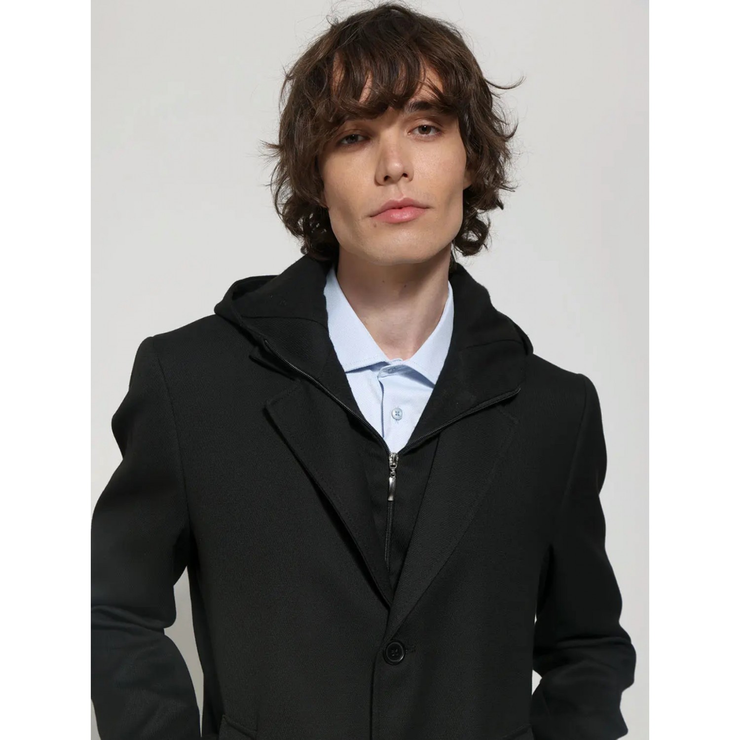 Life Style Butiken Ανδρικό Παλτό Με Κουκούλα LS12573 μαύρο