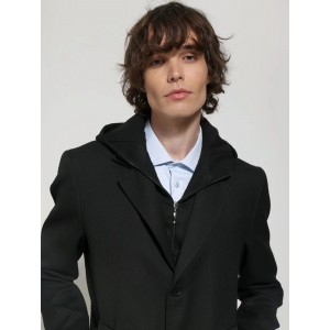 Life Style Butiken Ανδρικό Παλτό Με Κουκούλα LS12573 μαύρο