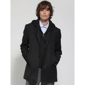 Life Style Butiken Ανδρικό Παλτό Με Κουκούλα LS12573 μαύρο
