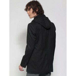 Life Style Butiken Ανδρικό Παλτό Με Κουκούλα LS12573 μαύρο