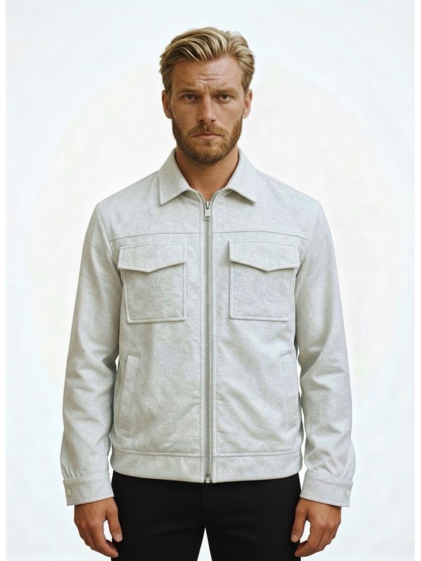 Life Style Butiken Ανδρικό Jacket τύπου Wool με τσέπες με καπάκι μπροστά LS1772322 Beige