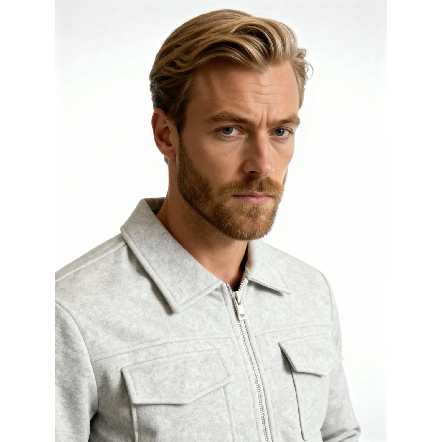 Life Style Butiken Ανδρικό Jacket τύπου Wool με τσέπες με καπάκι μπροστά LS1772322 Beige