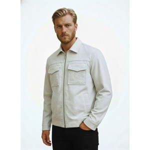 Life Style Butiken Ανδρικό Jacket τύπου Wool με τσέπες με καπάκι μπροστά LS1772322 Beige