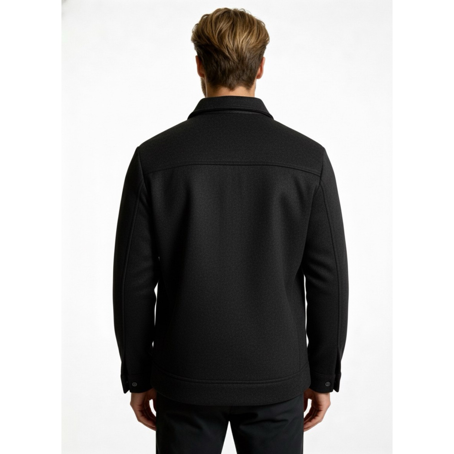 Life Style Butiken Ανδρικό Jacket τύπου Wool με τσέπες με καπάκι μπροστά LS177231 Black