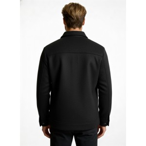 Life Style Butiken Ανδρικό Jacket τύπου Wool με τσέπες με καπάκι μπροστά LS177231 Black