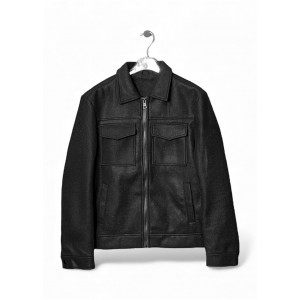 Life Style Butiken Ανδρικό Jacket τύπου Wool με τσέπες με καπάκι μπροστά LS177231 Black