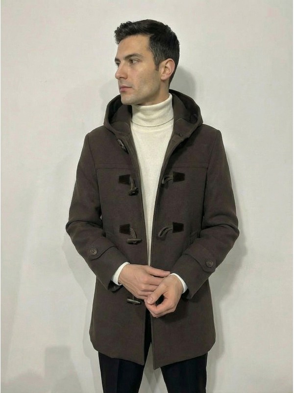 Life Style Butiken Ανδρικό παλτό μοντγκόμερι LS1303 Καφέ