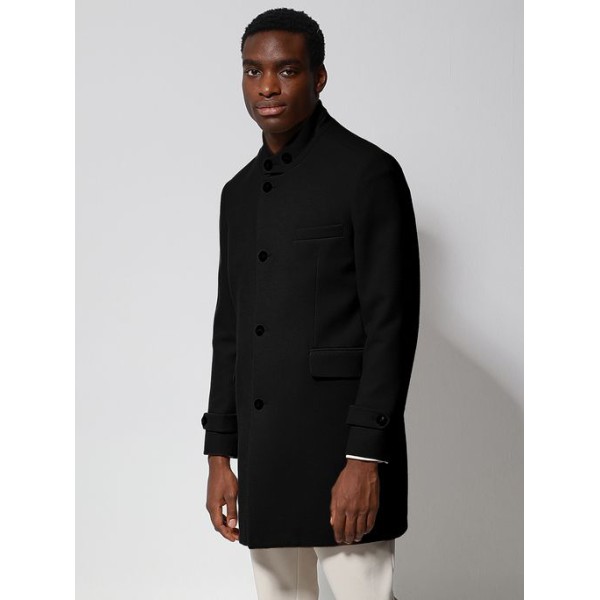 Life Style Butiken Ανδρικό Παλτό με ψηλό μάο γιακά LS12604 Black