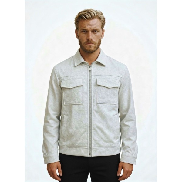 Life Style Butiken Ανδρικό Jacket τύπου Wool με τσέπες με καπάκι μπροστά LS1772322 Beige
