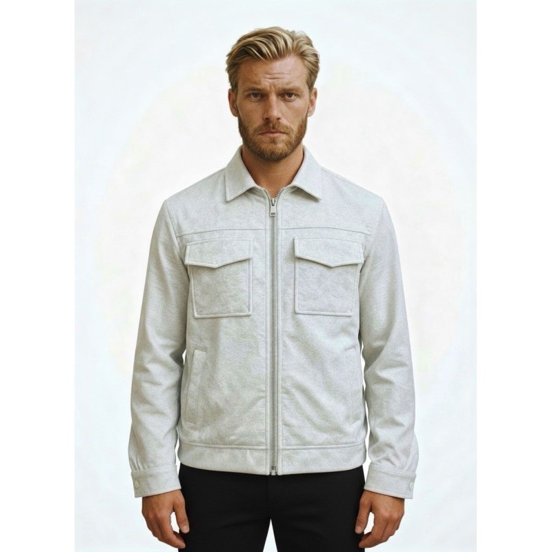 Life Style Butiken Ανδρικό Jacket τύπου Wool με τσέπες με καπάκι μπροστά LS1772322 Beige Ανδρικά