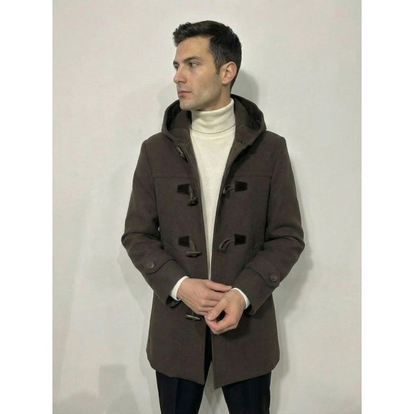 Life Style Butiken Ανδρικό παλτό μοντγκόμερι LS1303 Καφέ