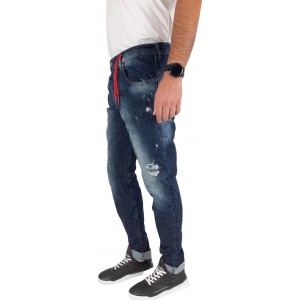 Back2jeans M5A Ανδρικό Παντελόνι Τζιν με Slim Εφαρμογή Navy Μπλε