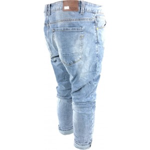 Ανδρικό Τζιν παντελονι ξεβαμμένο ελαστικό M. SARA 3242 ΜΠΛΕ ΑΝΟΙΧΤΟ