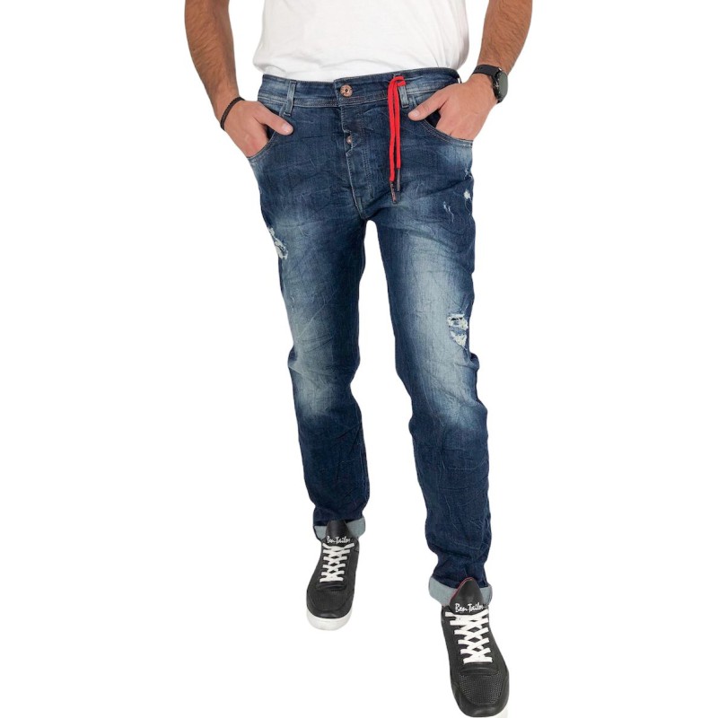 Back2jeans M5A Ανδρικό Παντελόνι Τζιν με Slim Εφαρμογή Navy Μπλε Ανδρικά