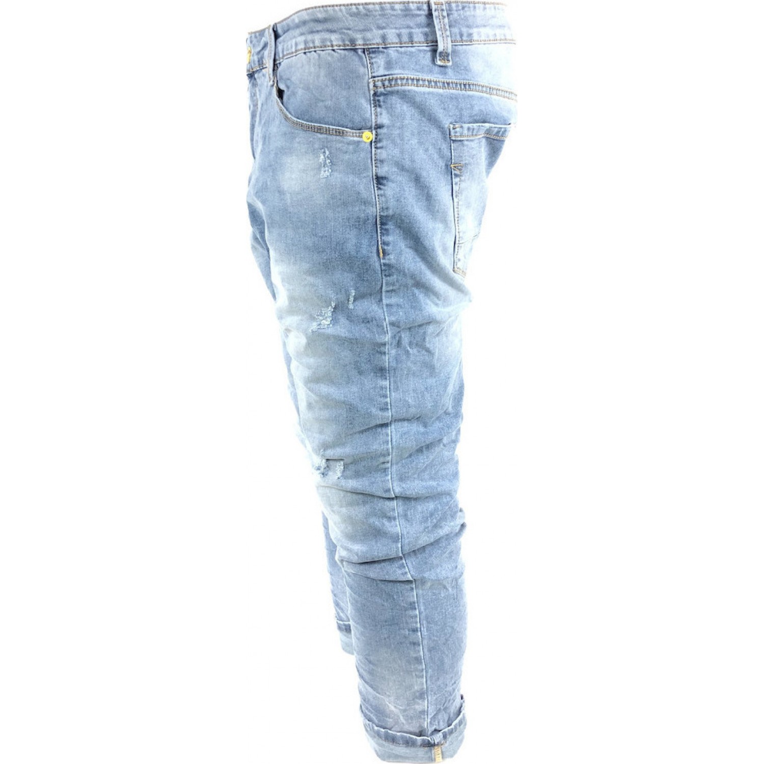 Ανδρικό Τζιν παντελονι ξεβαμμένο ελαστικό M. SARA 3242 ΜΠΛΕ ΑΝΟΙΧΤΟ