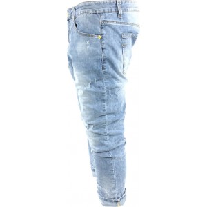 Ανδρικό Τζιν παντελονι ξεβαμμένο ελαστικό M. SARA 3242 ΜΠΛΕ ΑΝΟΙΧΤΟ