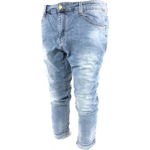 Ανδρικό Τζιν παντελονι ξεβαμμένο ελαστικό M. SARA 3242 ΜΠΛΕ ΑΝΟΙΧΤΟ