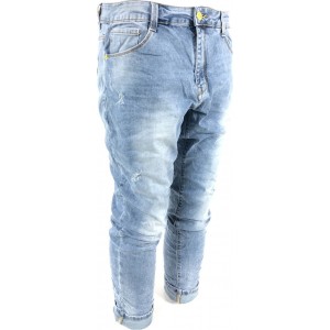 Ανδρικό Τζιν παντελονι ξεβαμμένο ελαστικό M. SARA 3242 ΜΠΛΕ ΑΝΟΙΧΤΟ