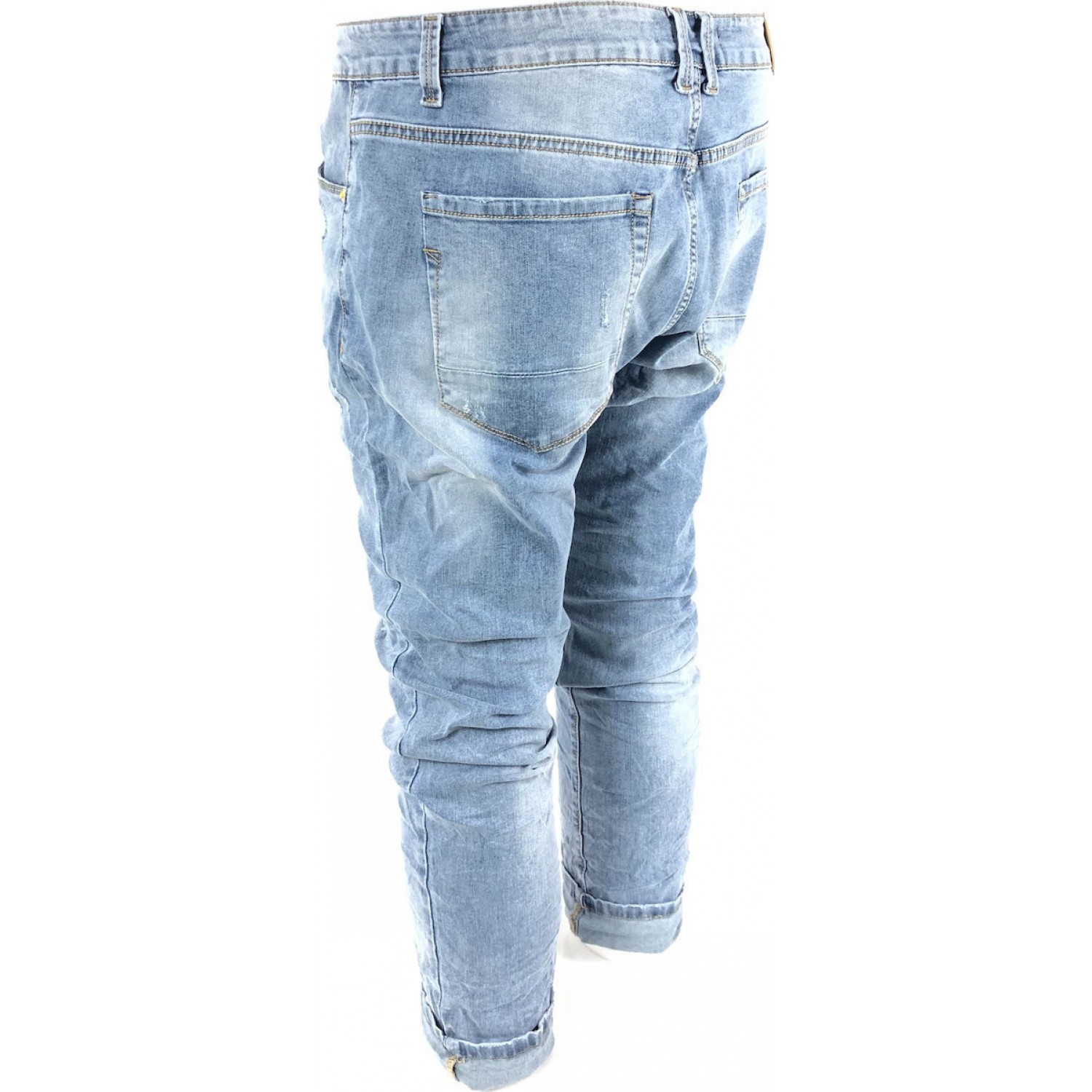 Ανδρικό Τζιν παντελονι ξεβαμμένο ελαστικό M. SARA 3242 ΜΠΛΕ ΑΝΟΙΧΤΟ