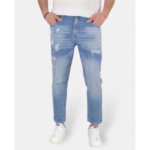 Ανδρικό Ξεβαμμένο Loose Jeans ANDREA FALCO AF0958L Ανοιχτό Μπλε