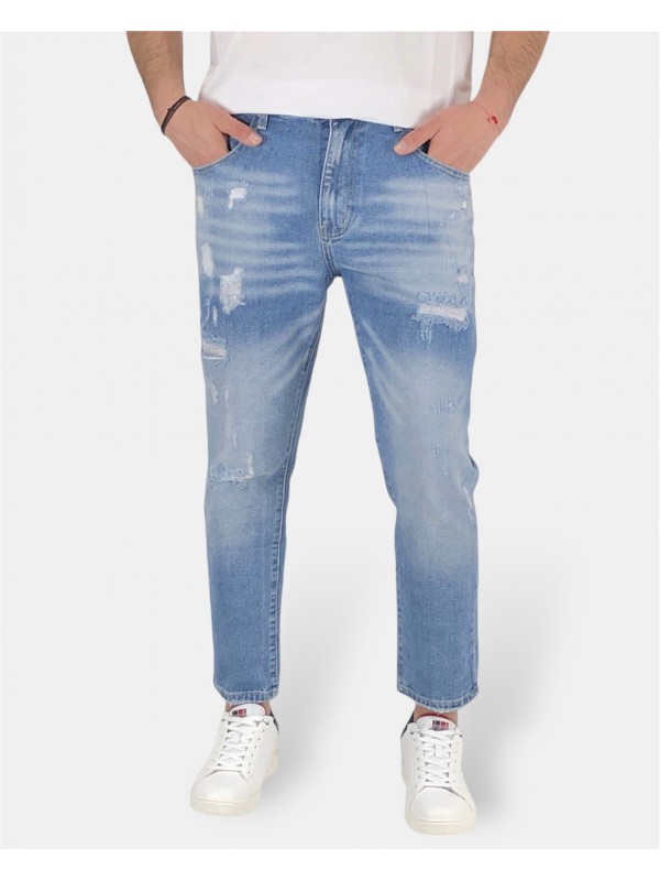 Ανδρικό Ξεβαμμένο Loose Jeans ANDREA FALCO AF0958L Ανοιχτό Μπλε