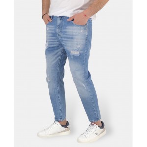 Ανδρικό Ξεβαμμένο Loose Jeans ANDREA FALCO AF0958L Ανοιχτό Μπλε