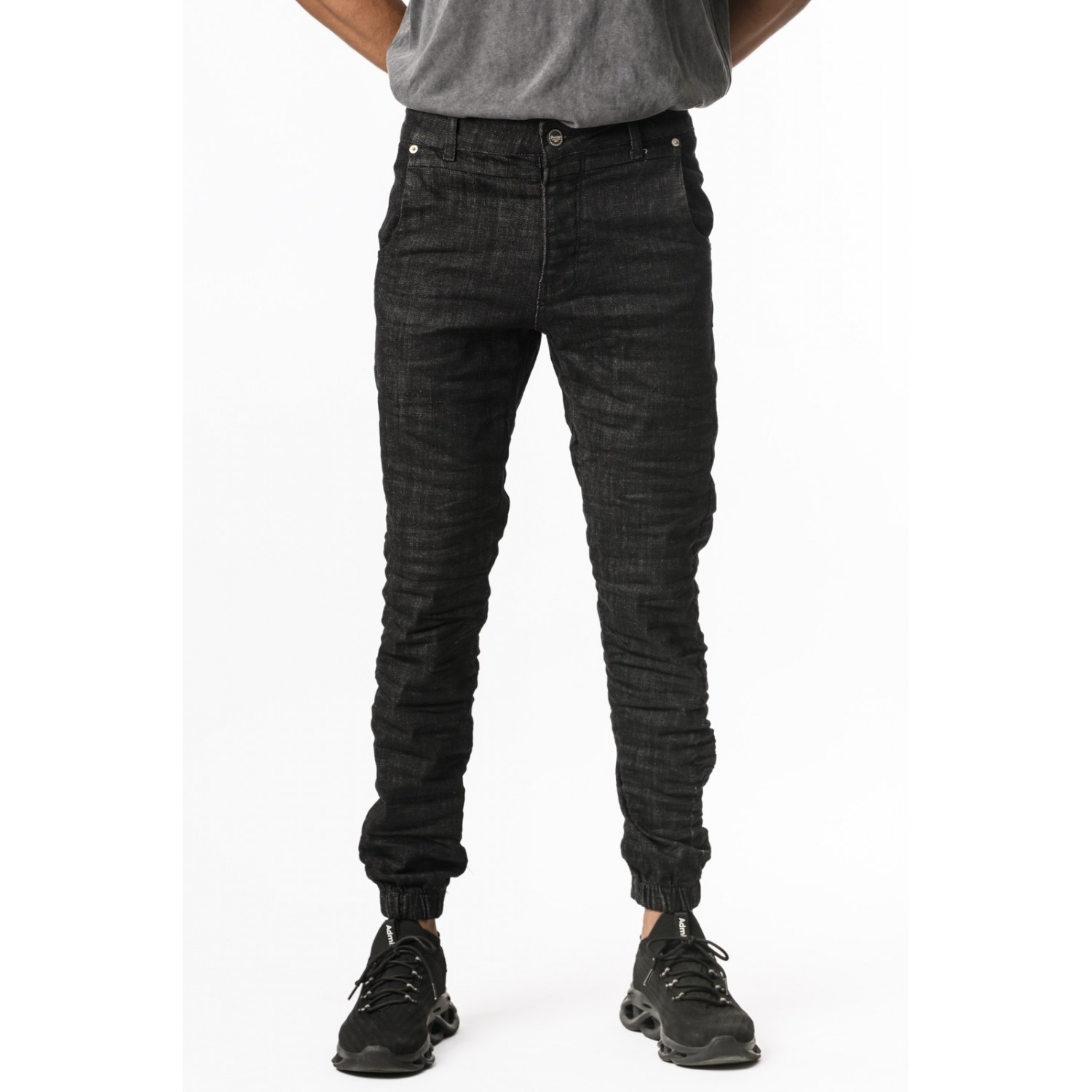 Life Style Butiken Ανδρικό Παντελόνι Jean με Λάστιχο στον Αστράγαλο LS1800 Black Άνετη Εφαρμογή