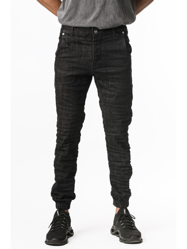 Life Style Butiken Ανδρικό Παντελόνι Jean με Λάστιχο στον Αστράγαλο LS1800 Black Άνετη Εφαρμογή