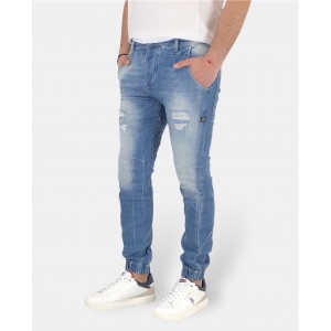 Ανδρικό Jean παντελόνι με λάστιχο στον αστράγαλο Profil 640 Ανοιχτό Μπλε