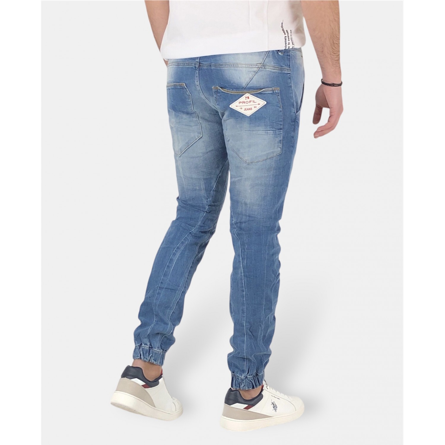 Ανδρικό Jean παντελόνι με λάστιχο στον αστράγαλο Profil 640 Ανοιχτό Μπλε