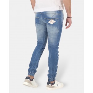 Ανδρικό Jean παντελόνι με λάστιχο στον αστράγαλο Profil 640 Ανοιχτό Μπλε