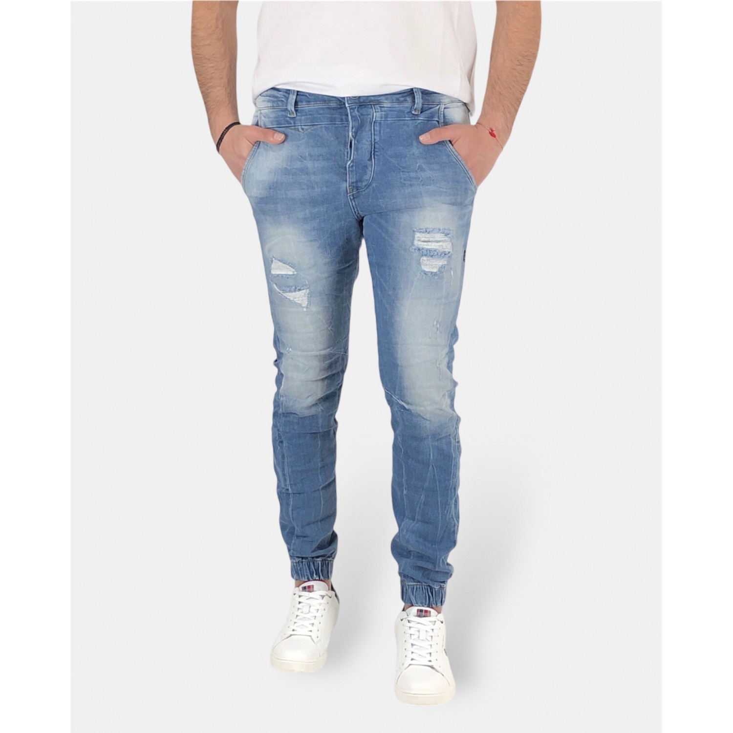 Ανδρικό Jean παντελόνι με λάστιχο στον αστράγαλο Profil 640 Ανοιχτό Μπλε