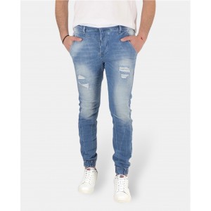 Ανδρικό Jean παντελόνι με λάστιχο στον αστράγαλο Profil 640 Ανοιχτό Μπλε