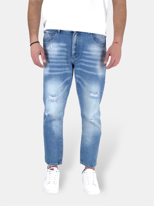 Ανδρικό Ξεβαμμένο Loose Jeans ANDREA FALCO AF0957L Ανοιχτό Μπλε
