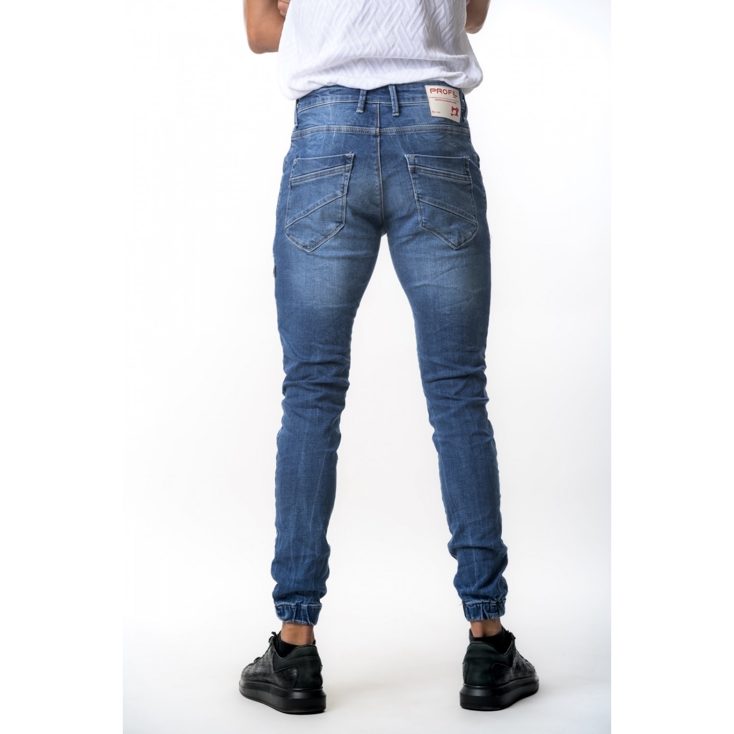 Life Style Butiken 680  Μπλε Ανδρικό Jean παντελόνι με λάστιχο στον αστράγαλο Κανονική Εφαρμογή