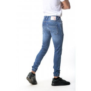 Life Style Butiken 680  Μπλε Ανδρικό Jean παντελόνι με λάστιχο στον αστράγαλο Κανονική Εφαρμογή