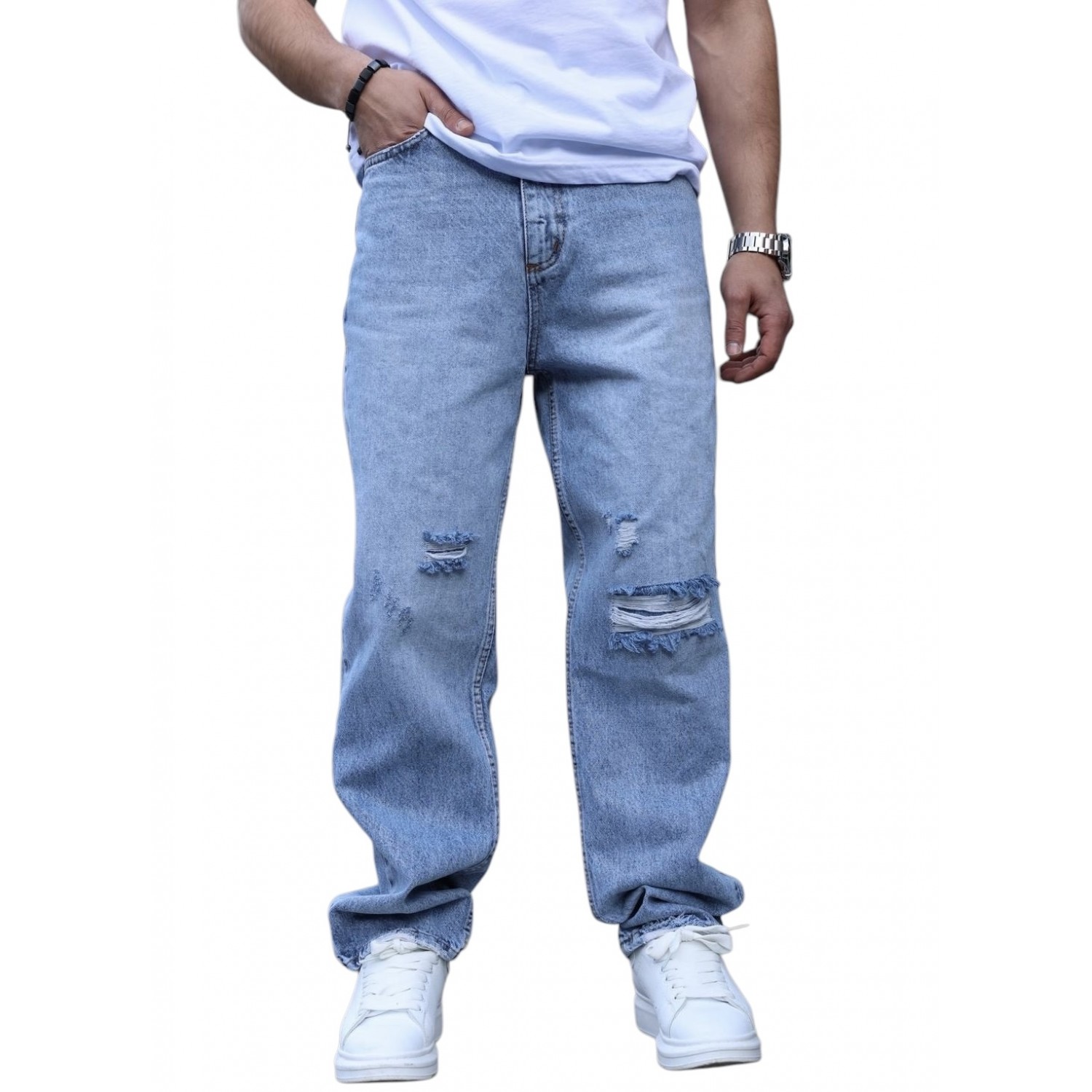 Life Style Butiken Ανδρικό Jean Παντελόνι Baggy LS17876 LIGHT BLUE