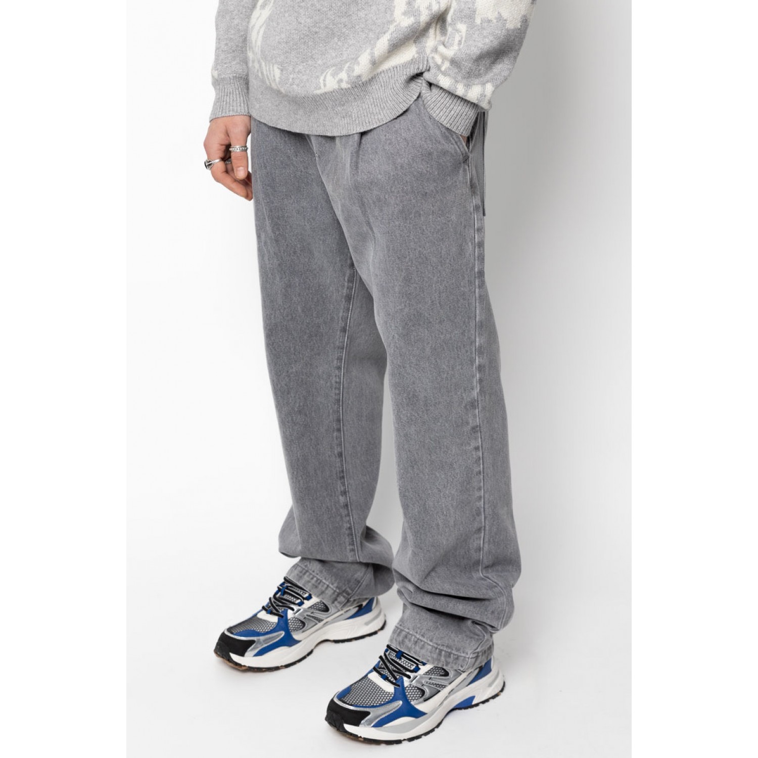 Life Style Butiken Ανδρικό Jean Παντελόνι Baggy LS14954 Γκρι