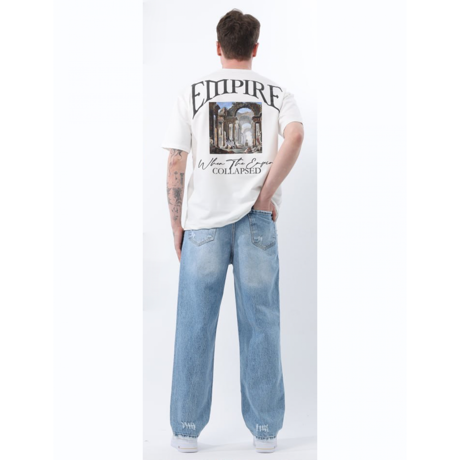 Life Style Butiken Ανδρικό Jean Παντελόνι Baggy Με Σκισίματα LS117992 LIGHT BLUE