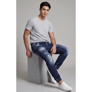 Life Style Butiken Ανδρικό Jogger Jean Με Λάστιχο Στον Αστράγαλο LS12037 Blue Ανδρικά